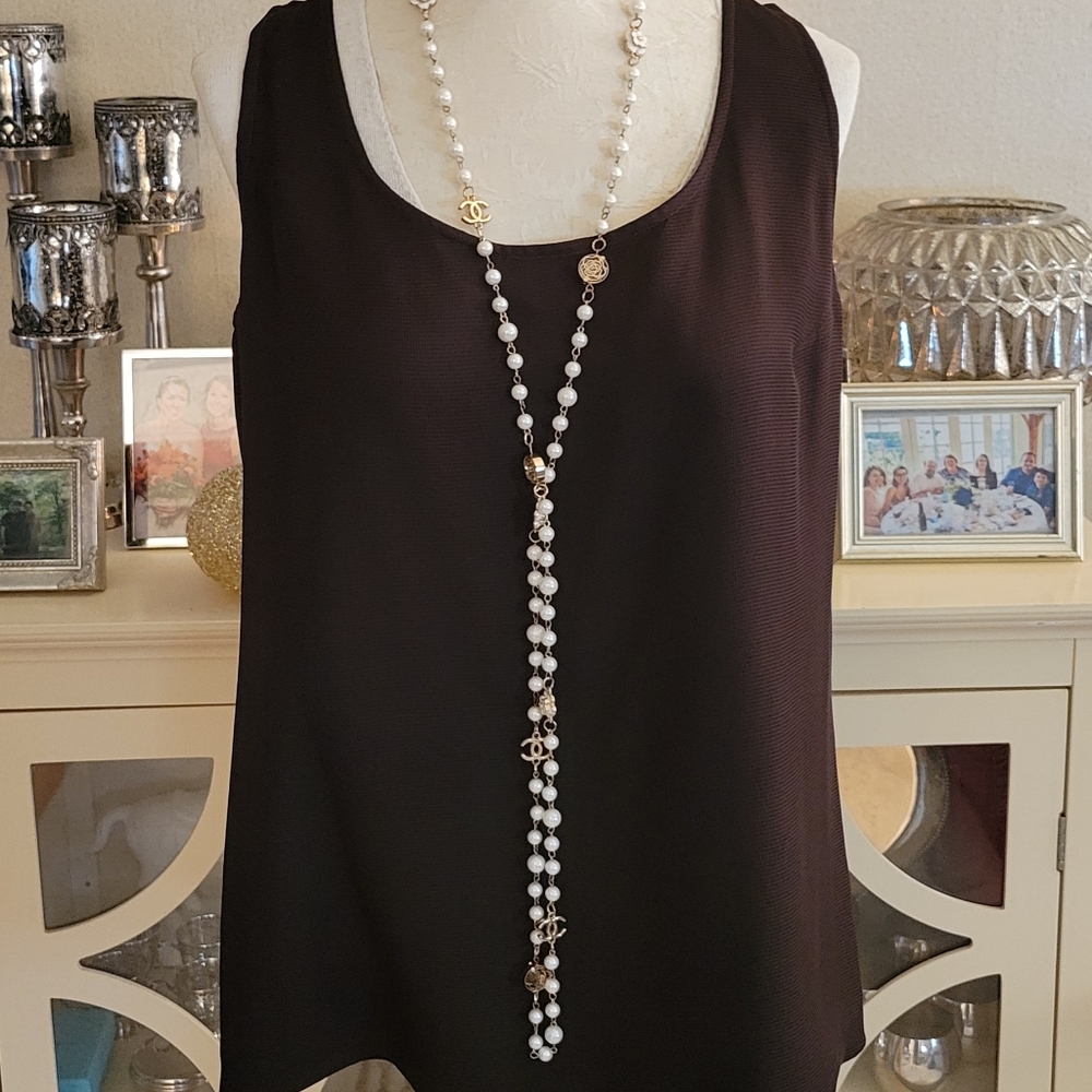 ST. JOHN Sport Marie Gray Silk Tank Top/Cami
